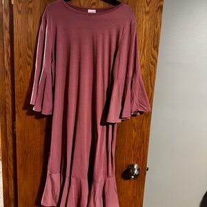 Flowy Mauve Dress with Bell Sleeves